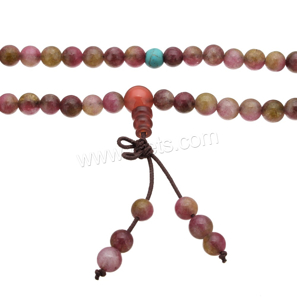 108 Perlen Mala, gefärbter Marmor, mit elastische Nylonschnur, unterschiedliche Länge der Wahl & buddhistischer Schmuck & verschiedene Größen vorhanden, Rosa, 108PCs/Strang, verkauft von Strang