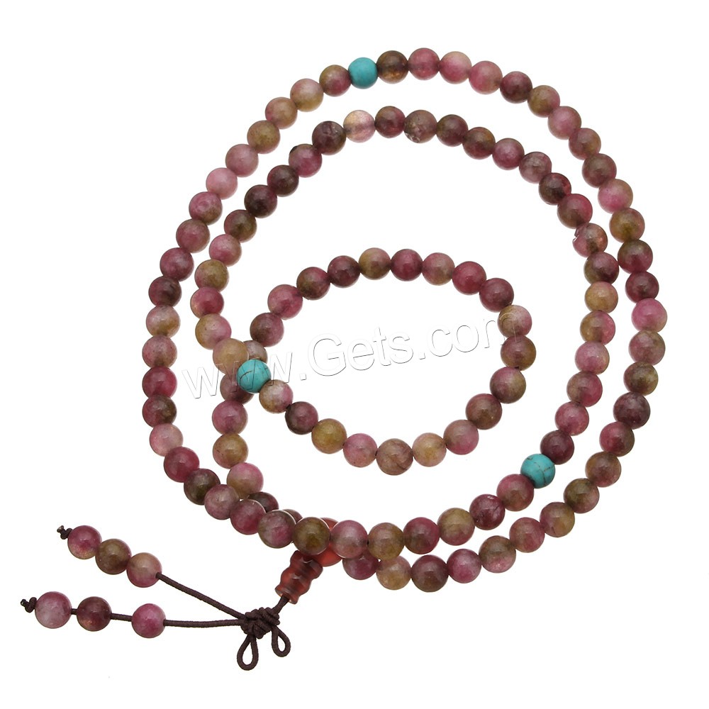 108 Perlen Mala, gefärbter Marmor, mit elastische Nylonschnur, unterschiedliche Länge der Wahl & buddhistischer Schmuck & verschiedene Größen vorhanden, Rosa, 108PCs/Strang, verkauft von Strang