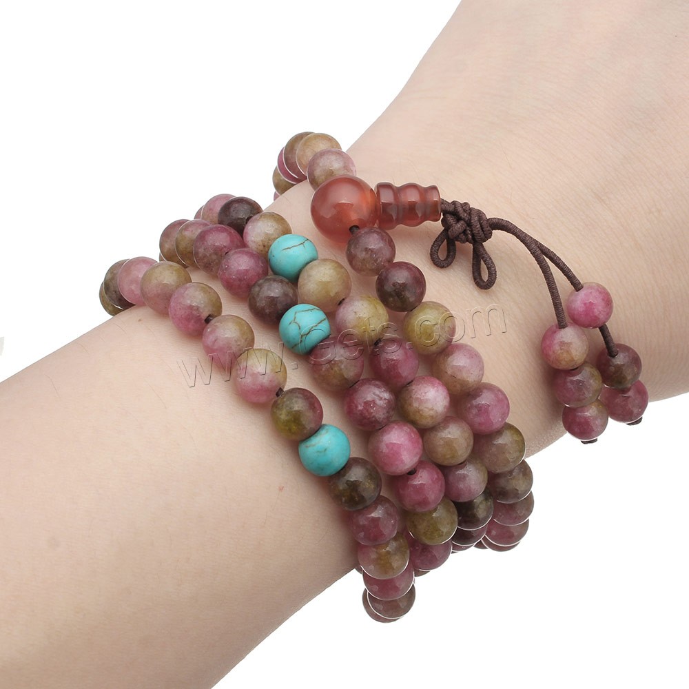 108 Perlen Mala, gefärbter Marmor, mit elastische Nylonschnur, unterschiedliche Länge der Wahl & buddhistischer Schmuck & verschiedene Größen vorhanden, Rosa, 108PCs/Strang, verkauft von Strang