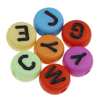 Acrylic Alphabet Beads, with letter pattern & mixed & solid color Approx 1mm, Approx 