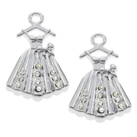 Zinc Alloy Rhinestone Pendants, Skirt, platinum color plated, with rhinestone, lead & cadmium free Approx 1.5mm 