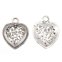 Colgantes de Aleación de Zinc en Forma de Corazón, chapado en color de plata antigua, libre de plomo & cadmio, 25x31x4mm, agujero:aproximado 3mm, 100T/Bolsa, Vendido por Bolsa