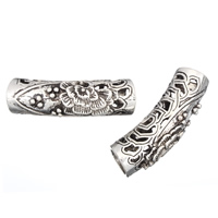 Abalorios de Aleación de Zinc Tubo, chapado en color de plata antigua, hueco, libre de plomo & cadmio, 46x17x13mm, agujero:aproximado 10mm, Vendido por UD