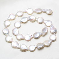 Keshi Cultured Freshwater Pearl Beads, Coin, natural, white, 13-14mm Approx 0.8mm Approx 15 Inch 