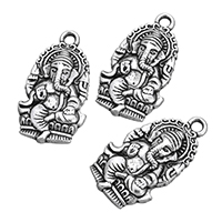 Buddische Schmuck Anhänger, Zinklegierung, Ganesha, antik silberfarben plattiert, 15.5x28x4mm, Bohrung:ca. 2mm, verkauft von PC