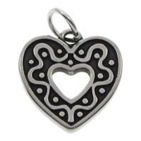 Stainless Steel Heart Pendants, 316L Stainless Steel, blacken Approx 5mm 