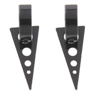 Huggie Hoop Drop Earring, Stainless Steel, Triangle, black ionic, detachable 