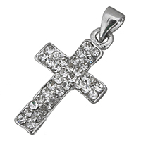 Zinc Alloy Cross Pendants, plated, with rhinestone Approx 4mm 