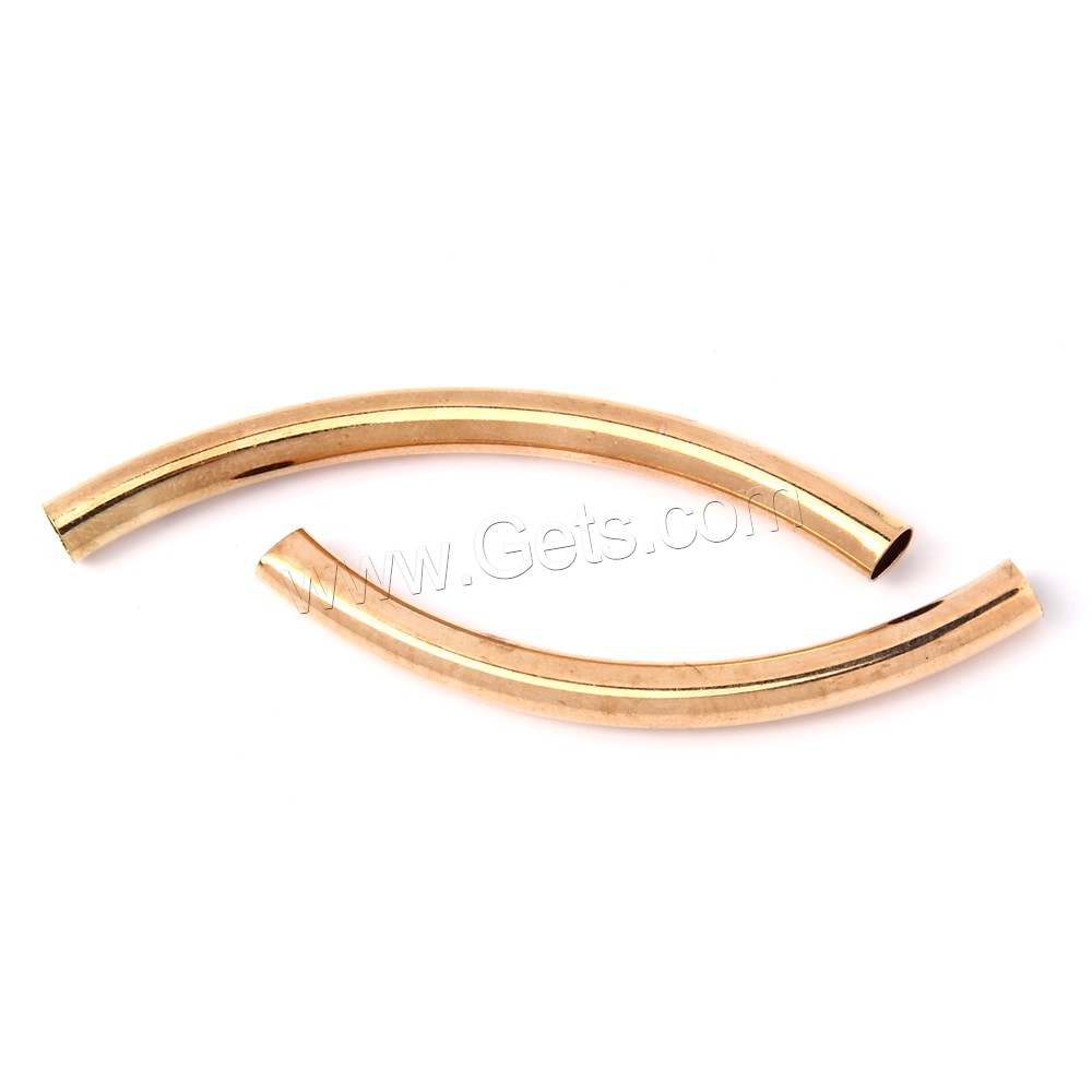 Brass Curved Tube Beads, gold color plated, different size for choice, lead & cadmium free, Hole:Approx 3mm, 1000PCs/Bag, Sold By Bag