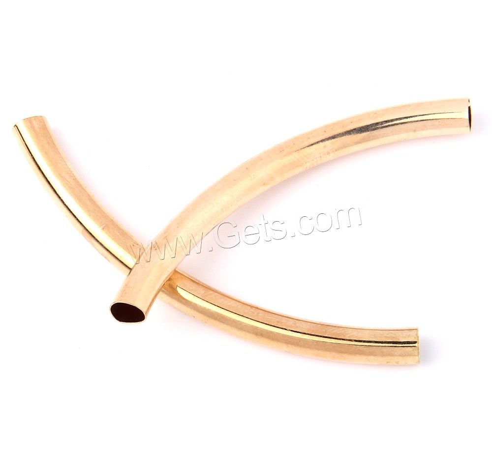 Brass Curved Tube Beads, gold color plated, different size for choice, lead & cadmium free, Hole:Approx 3mm, 1000PCs/Bag, Sold By Bag