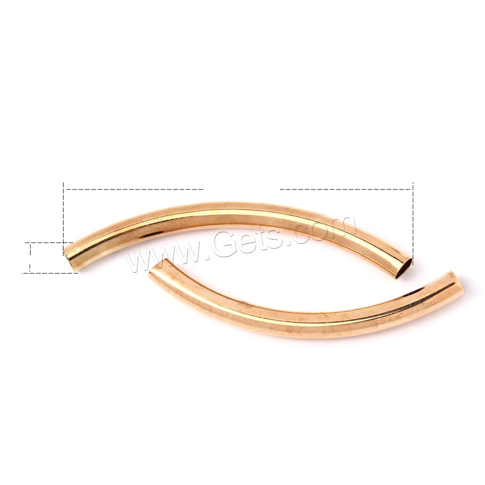 Brass Curved Tube Beads, gold color plated, different size for choice, lead & cadmium free, Hole:Approx 3mm, 1000PCs/Bag, Sold By Bag