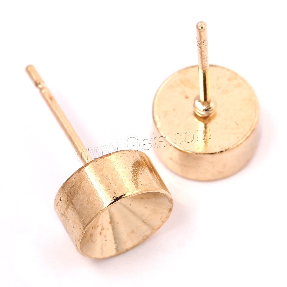 Brass Earring Post Component, Flat Round, gold color plated, different size for choice, lead & cadmium free, 1000PCs/Bag, Sold By Bag