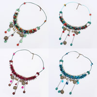 Collier de coquillages, alliage de zinc, avec Ciré de coton & turquoise synthétique & coquille, avec 2lnch chaînes de rallonge, Placage, plus de couleurs à choisir Environ 21.7 pouce, Vendu par brin