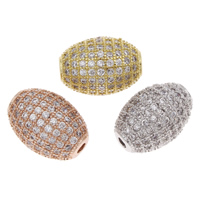 Cubic Zirconia Micro Pave Brass Beads, Drum, plated, micro pave cubic zirconia Approx 1.5mm 