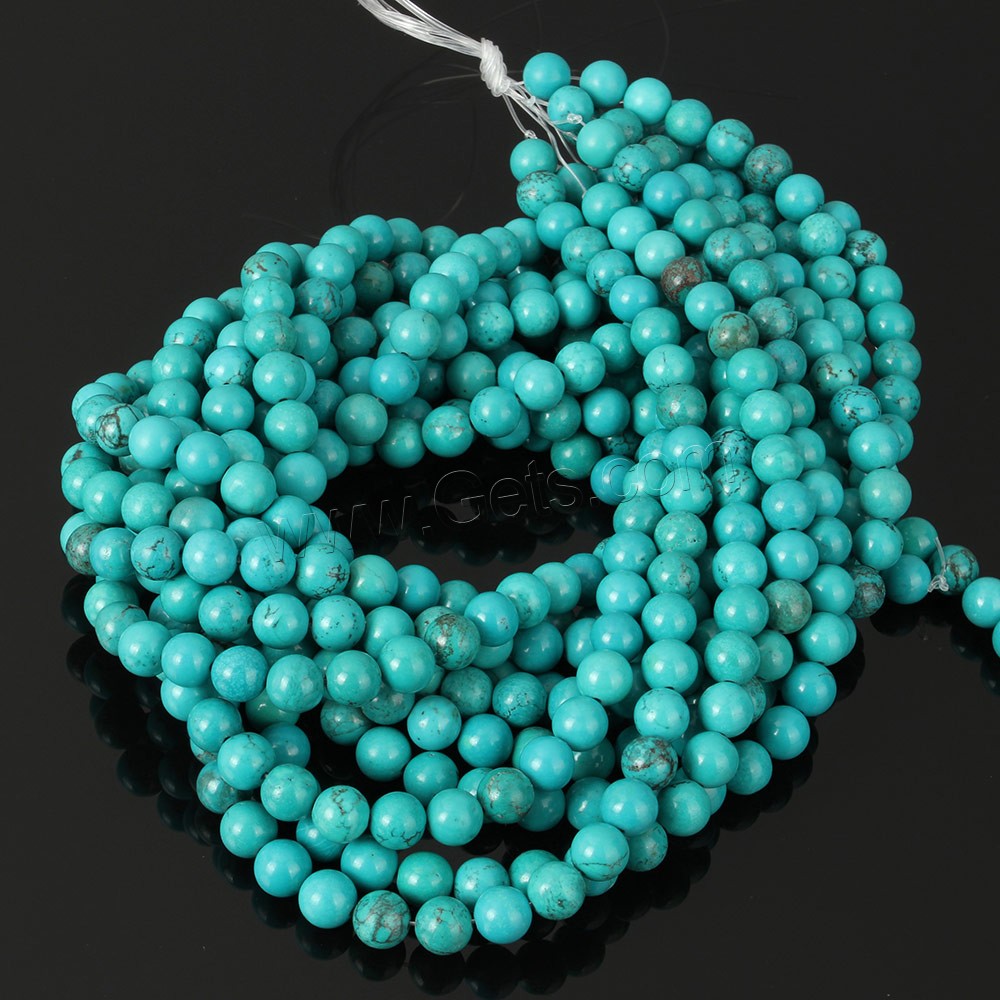 Dyed Natural Turquoise Beads, Dyed Turquoise, Round, more sizes for choice, blue, Hole:Approx 1mm, Length:Approx 16 Inch, Sold By Strand