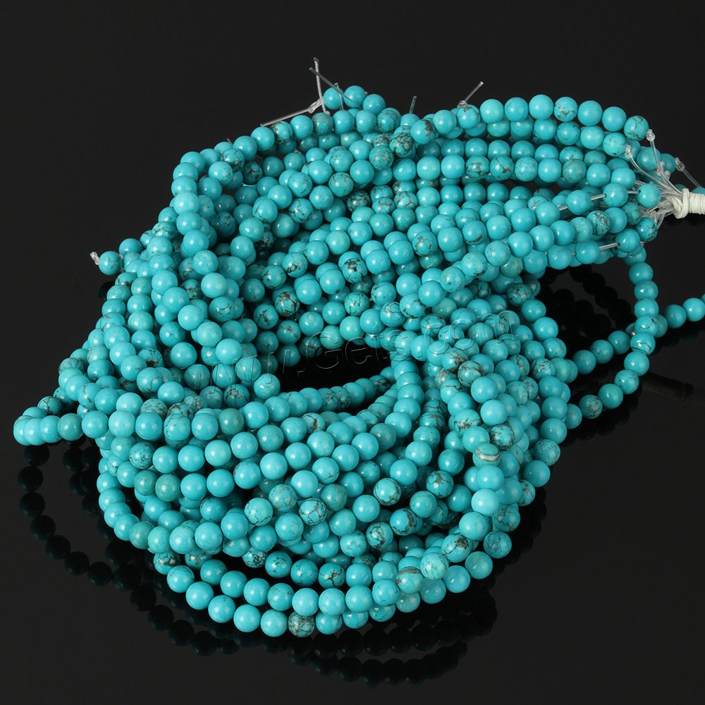 Dyed Natural Turquoise Beads, Dyed Turquoise, Round, more sizes for choice, blue, Hole:Approx 1mm, Length:Approx 16 Inch, Sold By Strand