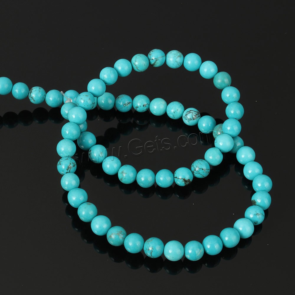 Dyed Natural Turquoise Beads, Dyed Turquoise, Round, more sizes for choice, blue, Hole:Approx 1mm, Length:Approx 16 Inch, Sold By Strand