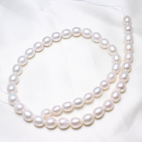 Perlas Arroz Freshwater, Perlas cultivadas de agua dulce, natural, Blanco, 8-9mm, agujero:aproximado 0.8mm, longitud:aproximado 15.5 Inch, Vendido por Sarta