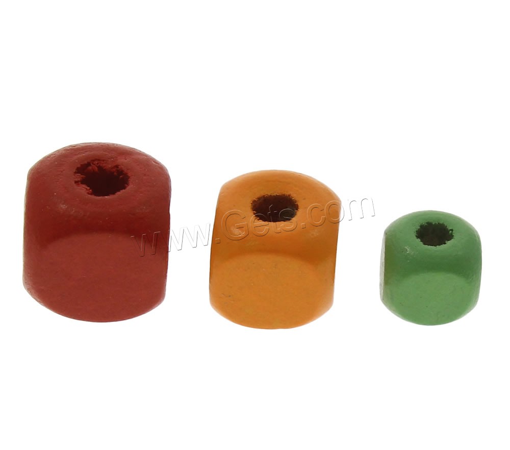 Dyed Wood Beads, Square, different size for choice, mixed colors, Hole:Approx 1mm, 900PCs/Bag, Sold By Bag