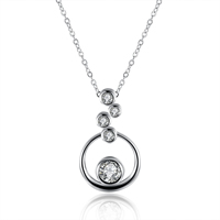 Bijoux Collier comeon®, laiton, Plat rond, Plaqué d'argent, chaîne ovale & pavé de micro zircon Environ 17.7 pouce, Vendu par brin