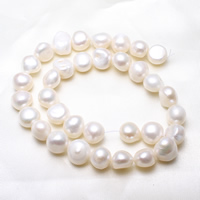 Perles nacres baroques de culture d'eau douce , perle d'eau douce cultivée, naturel, blanc, 12-13mm Environ 0.8mm Environ 15 pouce, Vendu par brin