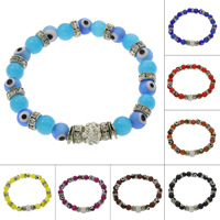 Evil Eye Schmuck Armband, Zinklegierung, mit Glas & Harz, blöser Blick, antik silberfarben plattiert, mit Strass, keine, frei von Blei & Kadmium, 8x10mm, Länge:ca. 6.5 ZollInch, verkauft von Strang