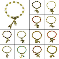 Pulseras de cristal de aleación de zinc, con Cristal, chapado en color dorado antiguo, diferentes estilos para la opción & facetas, libre de plomo & cadmio, 8x19mm, longitud:6.5 Inch, Vendido por Sarta