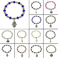 Bracelets de cristal en alliage zinc, alliage de zinc, avec cristal, Plaqué de couleur d'argent, bracelet à breloques & styles différents pour le choix & facettes & avec strass, sans plomb et cadmium .5 pouce, Vendu par brin