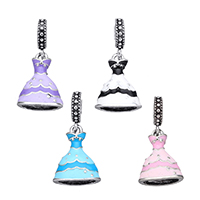 Zinc Alloy Enamel Pendants, Skirt, antique silver color plated Approx 4mm 