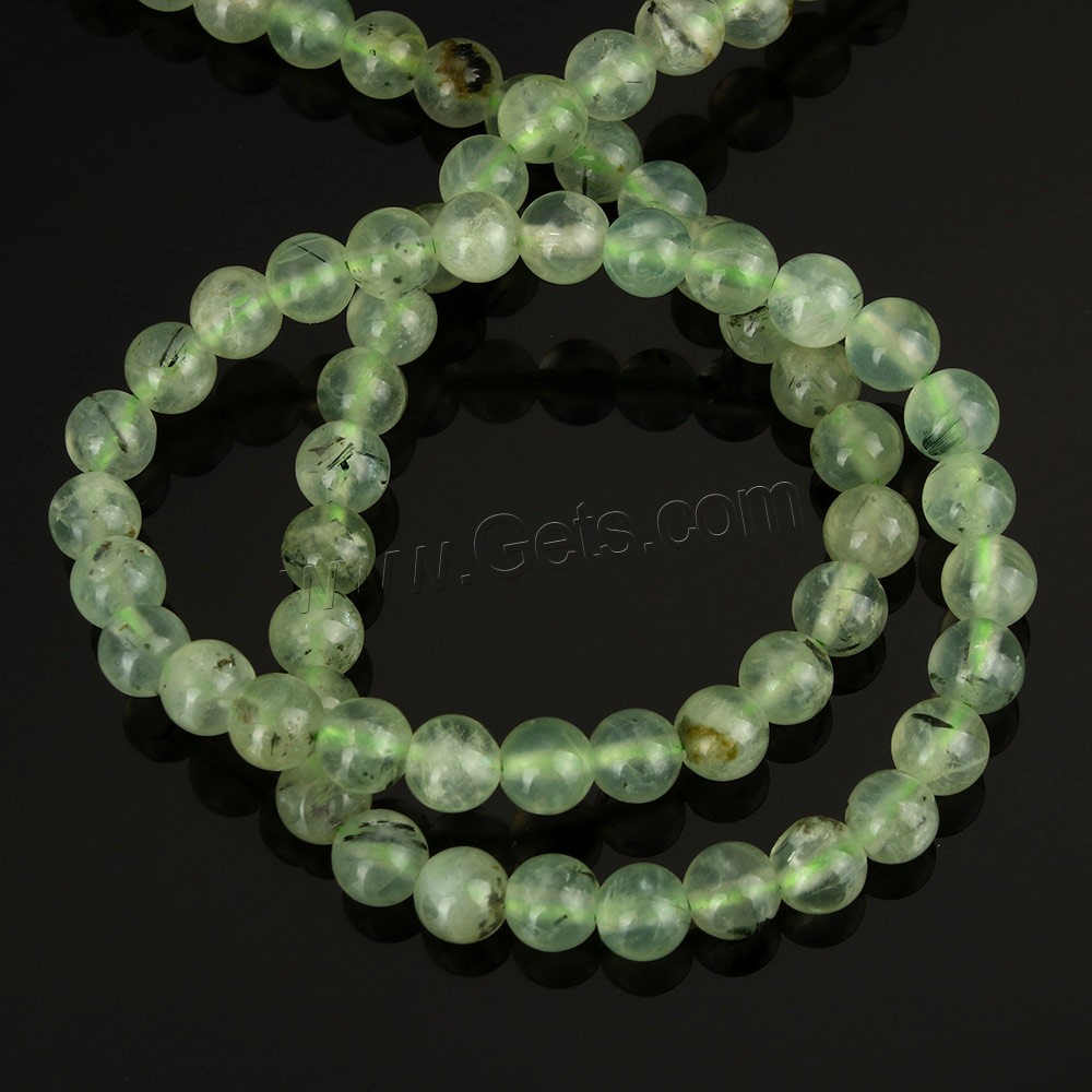 Pierre raisin naturelle, Prehnite nature, Rond, normes différentes pour le choix, Trou:Environ 1-2mm, Longueur:Environ 15 pouce, Vendu par brin