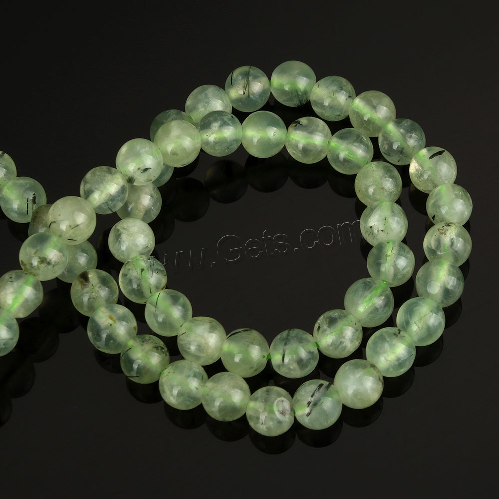 Pierre raisin naturelle, Prehnite nature, Rond, normes différentes pour le choix, Trou:Environ 1-2mm, Longueur:Environ 15 pouce, Vendu par brin