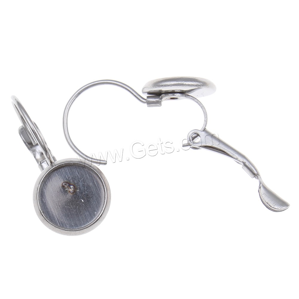 Stainless Steel Lever Back Earring Component, Flat Round, different size for choice, original color, 200PCs/Bag, Sold By Bag