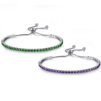 Bracelet cubique en laiton zircon pavent, Plaqué de platine, réglable & pavé de micro zircon & pour femme, plus de couleurs à choisir Environ 6.2 pouce, Vendu par brin