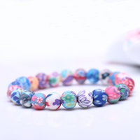 Polymer Clay Bracelets, Round, handmade, 8mm Approx 7 Inch 