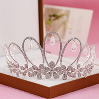 Tiaras nupciales, aleación de zinc, con Cristal, Corona, chapado en color de plata, para novia & facetas & con diamantes de imitación, libre de plomo & cadmio, 180x90mm, Vendido por UD