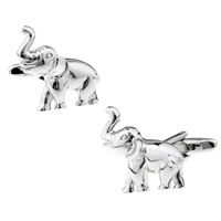 Brass Cufflinks, Elephant, platinum color plated, nickel, lead & cadmium free, 10-20mm 