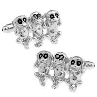 Brass Cufflinks, Monkey, platinum color plated, enamel, nickel, lead & cadmium free, 10-20mm 