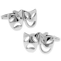 Brass Cufflinks, Mask, platinum color plated, nickel, lead & cadmium free, 10-20mm 