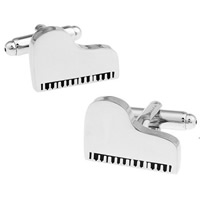 Brass Cufflinks, Piano, platinum color plated, enamel, nickel, lead & cadmium free, 10-20mm 