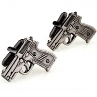 Brass Cufflinks, Gun, plumbum black color plated, nickel, lead & cadmium free, 10-20mm 