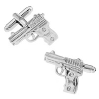 Brass Cufflinks, Gun, platinum color plated, nickel, lead & cadmium free, 10-20mm 