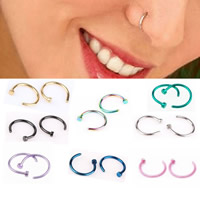 Edelstahl-Nase-Piercing-Schmuck, 316 L Edelstahl, plattiert, gemischte Farben, 8mm, 1mm, verkauft von PC