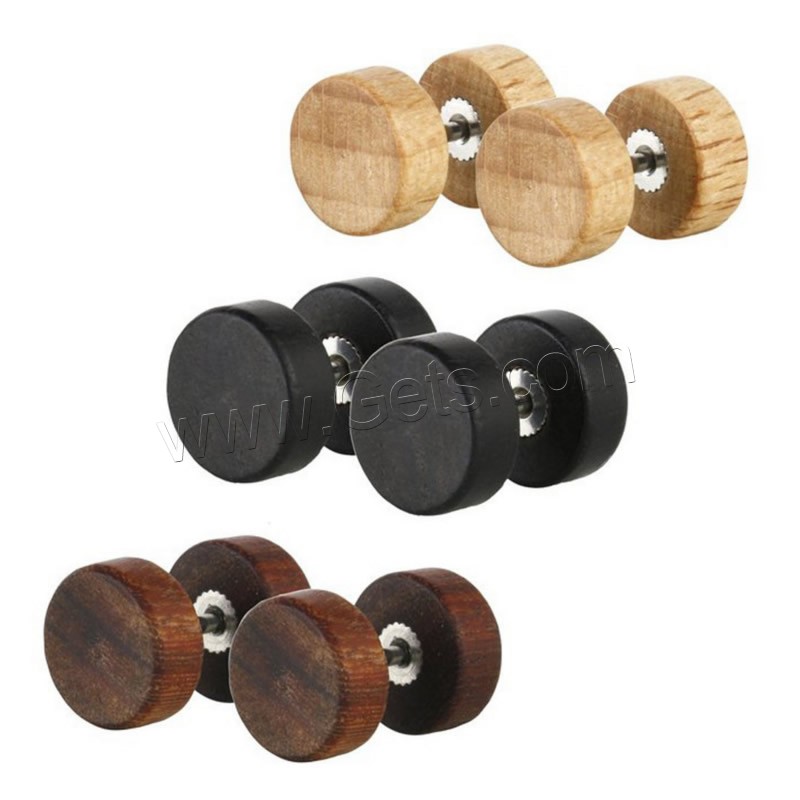 Bijoux en acier inoxydable, acier inoxydable 316L, avec bois, normes différentes pour le choix, couleurs mélangées, Vendu par paire