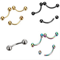 Acero inoxidable curvado Barbell, chapado, color mixto, 3mm, Vendido por UD