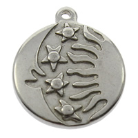 Stainless Steel Pendants, Flat Round, blacken Approx 1mm 