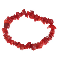 Pulseras de Coral naturales, Pepitas, Rojo, 6x1mm-10x8mm, longitud:aproximado 7.4 Inch, Vendido por Sarta