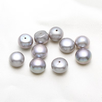 Half Drilled Cultured Freshwater Pearl Beads, Button, half-drilled, dark purple, 8.5-9mm Approx 1mm 