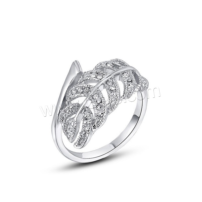 Newegg® Bague, alliage de zinc, feuille, Plaqué de platine, normes différentes pour le choix & pour femme & avec strass & creux, 19x13mm, Vendu par PC