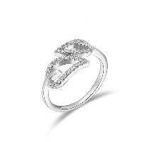 Newegg® Bague, laiton, feuille, Plaqué de platine, pavé de micro zircon & pour femme Vendu par PC