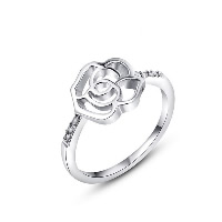 Newegg® Bague, laiton, fleur, Plaqué de platine, normes différentes pour le choix & pavé de micro zircon & pour femme & creux Vendu par PC